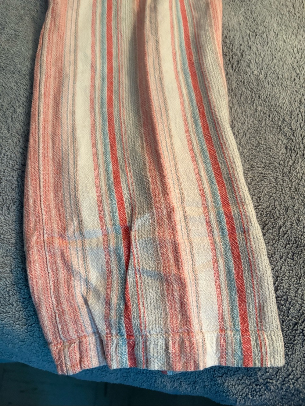Per Se Striped Linen Blend Wide Leg Pants Medium Beachy Coastal Coral Boho - Picture 9 of 10
